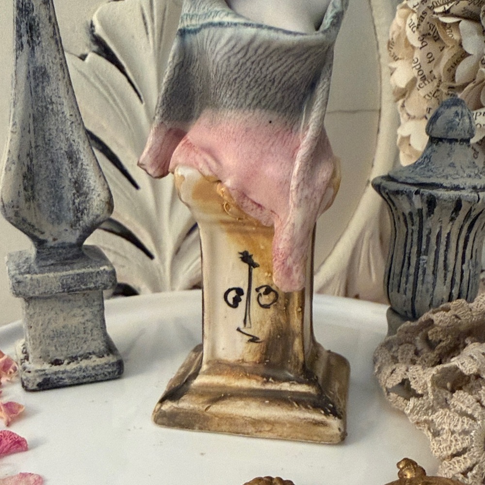 Zampiva Spaghetti Art  Pink and Blue Ceramic Lady Bust Sculpture Italy - Picture 3 of 9